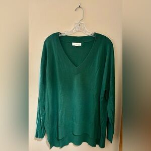 Women’s Green Treasure & Bond V Neck Sweater, size 2x